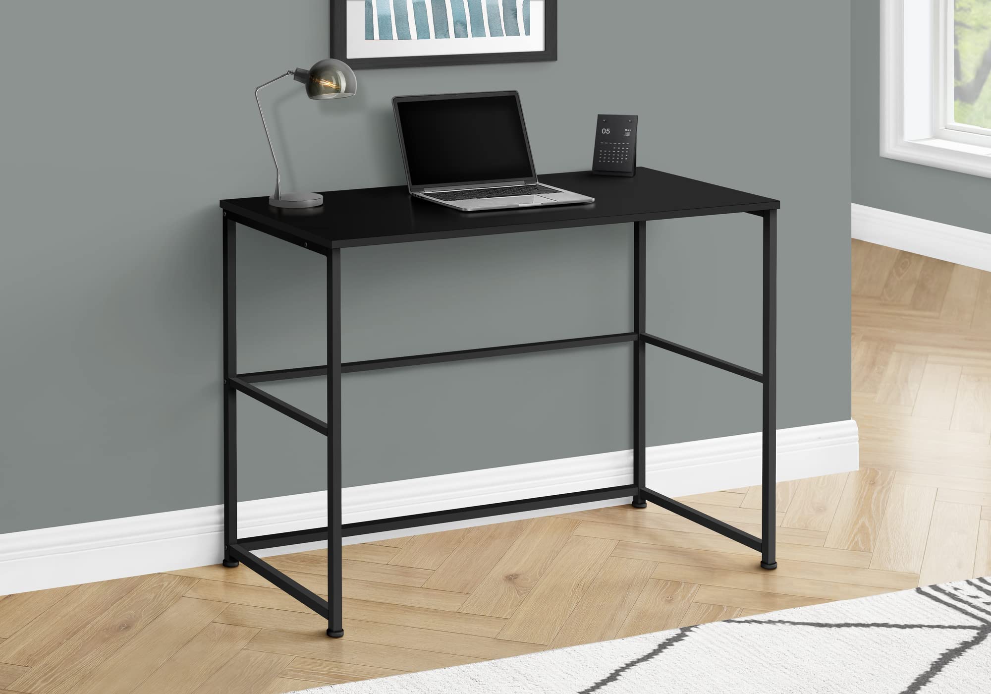 Monarch Specialties 7776 Computer Desk, Home Office, Laptop, Left, Right Set-up, Storage Drawers, Work, Metal, Laminate, Contemporary, Modern Desk-40 L Black Black, 40' L x 19' W x 30' H
