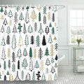 Lofaris Merry Christmas Black and White Tree Shower Curtain Xmas Pine Pattern New Year Holiday Bathroom Decor Curtain Winter Was
