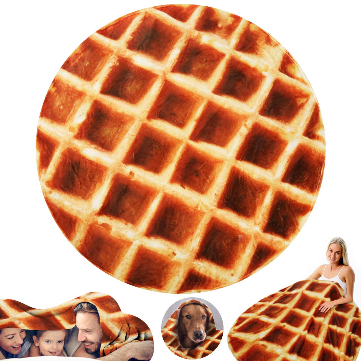 Waffle Blanket Adult/Kids/Baby,Tortilla Throw Blanket 80 Inch,Realistic Fleece Warm Soft Taco Blanket For Bed/Office/Travel/Gift