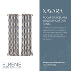 Elrene Home Fashions Navara Medallion Room-Darkening Window Curtain, Single Panel, 52'' X 95'' (1 Panel), Navy