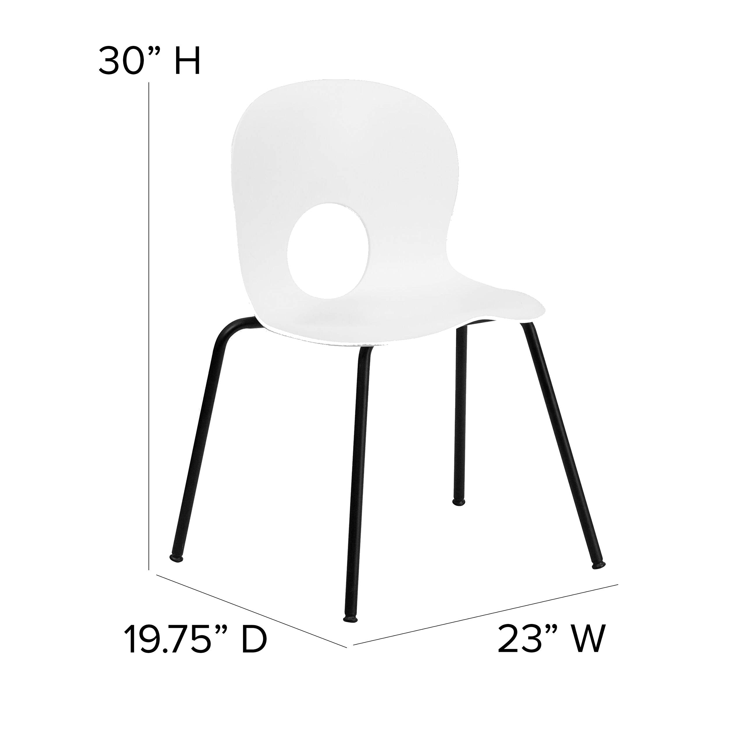 Flash Furniture HERCULES Series 770 lb. Capacity Designer White Plastic Stack Chair with Black Frame