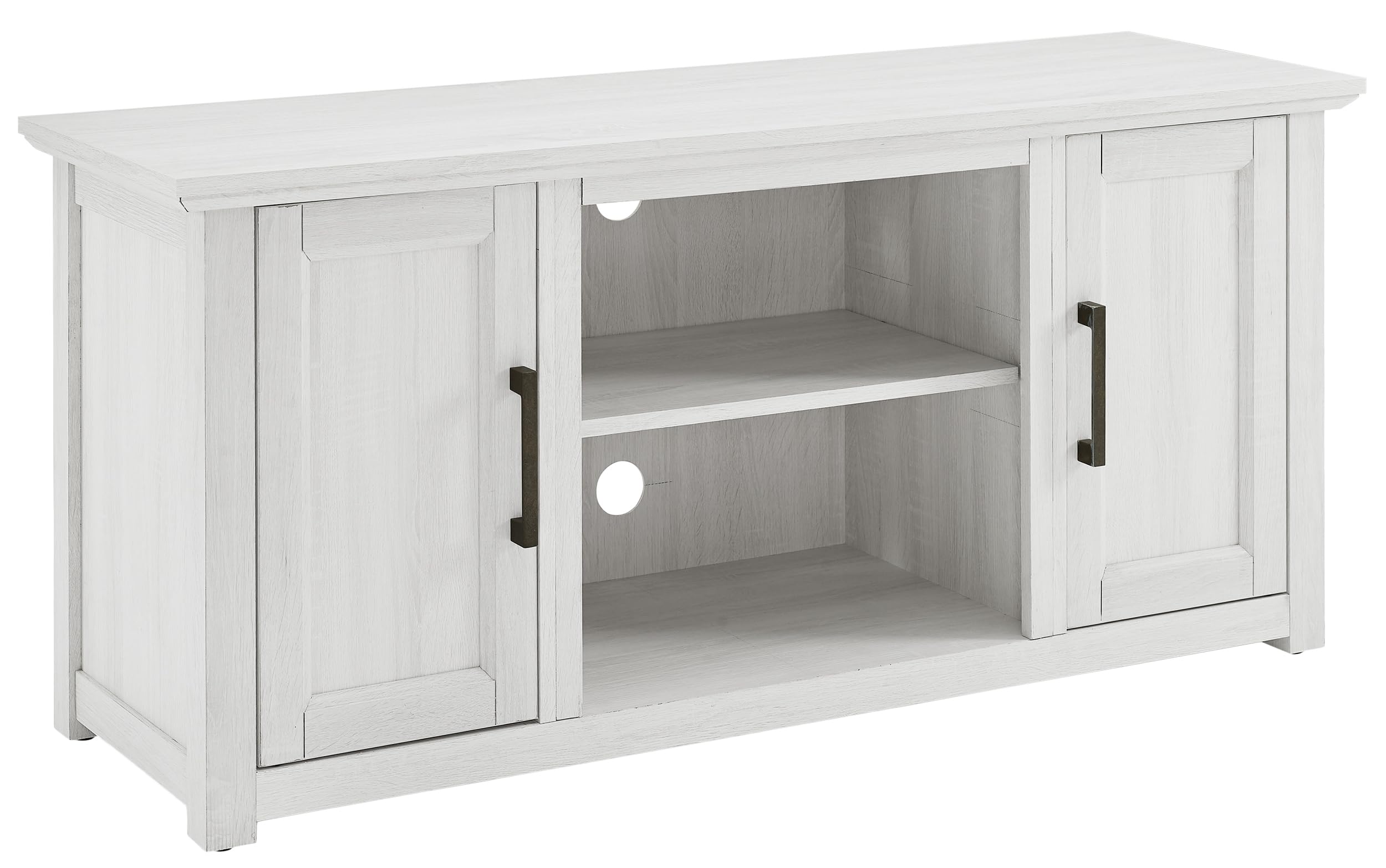 Crosley Furniture Camden Low Profile TV Stand for 50+ inch TVs, Entertainment Center with Storage Shelves, Whitewash