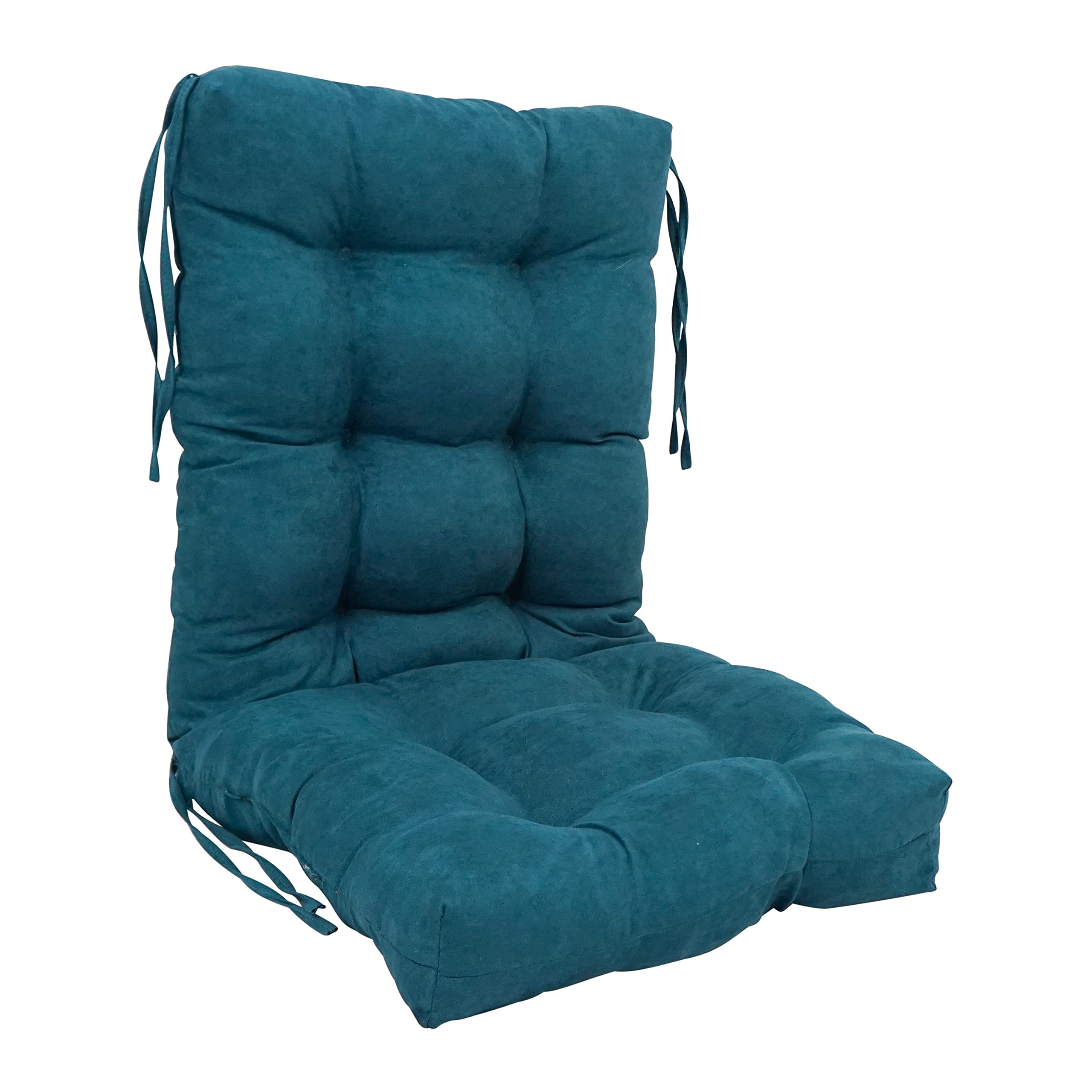 Blazing Needles 18 38-inch Microsuede Seat/Back Tufted Chair Cushion, 18 x 38, Teal