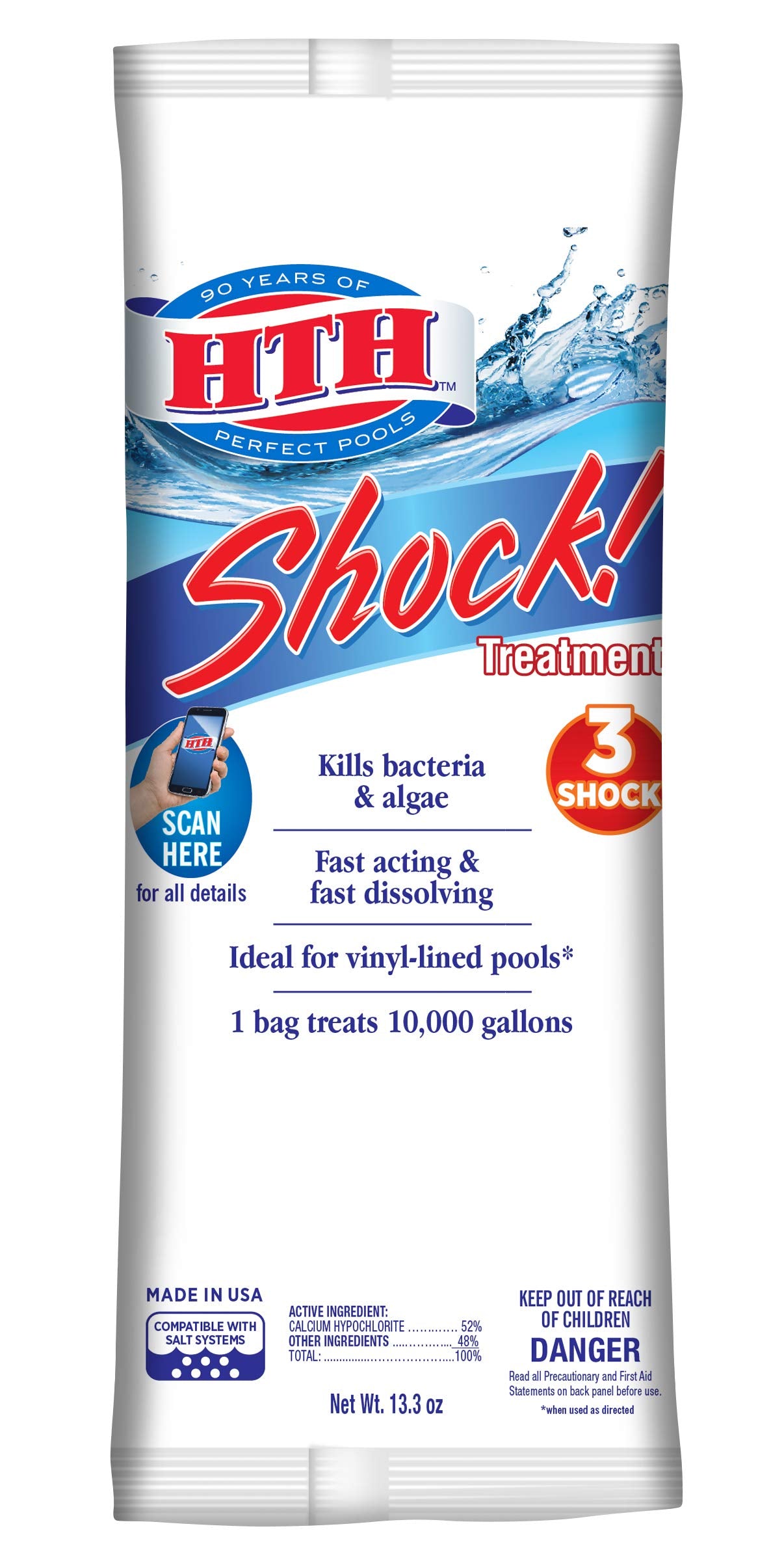 Hth 52017 Shock Treatment Swimming Pool Chlorine Cleaner, 13.3 Oz, Regular