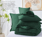 Cozylux King Seersucker Comforter Set With Emerald Green Bed In A Bag 7-Piece All Season Bedding Set With Comforter, Pillow Sham, Flat Sheet, Fitted Sheet, Pillowcase