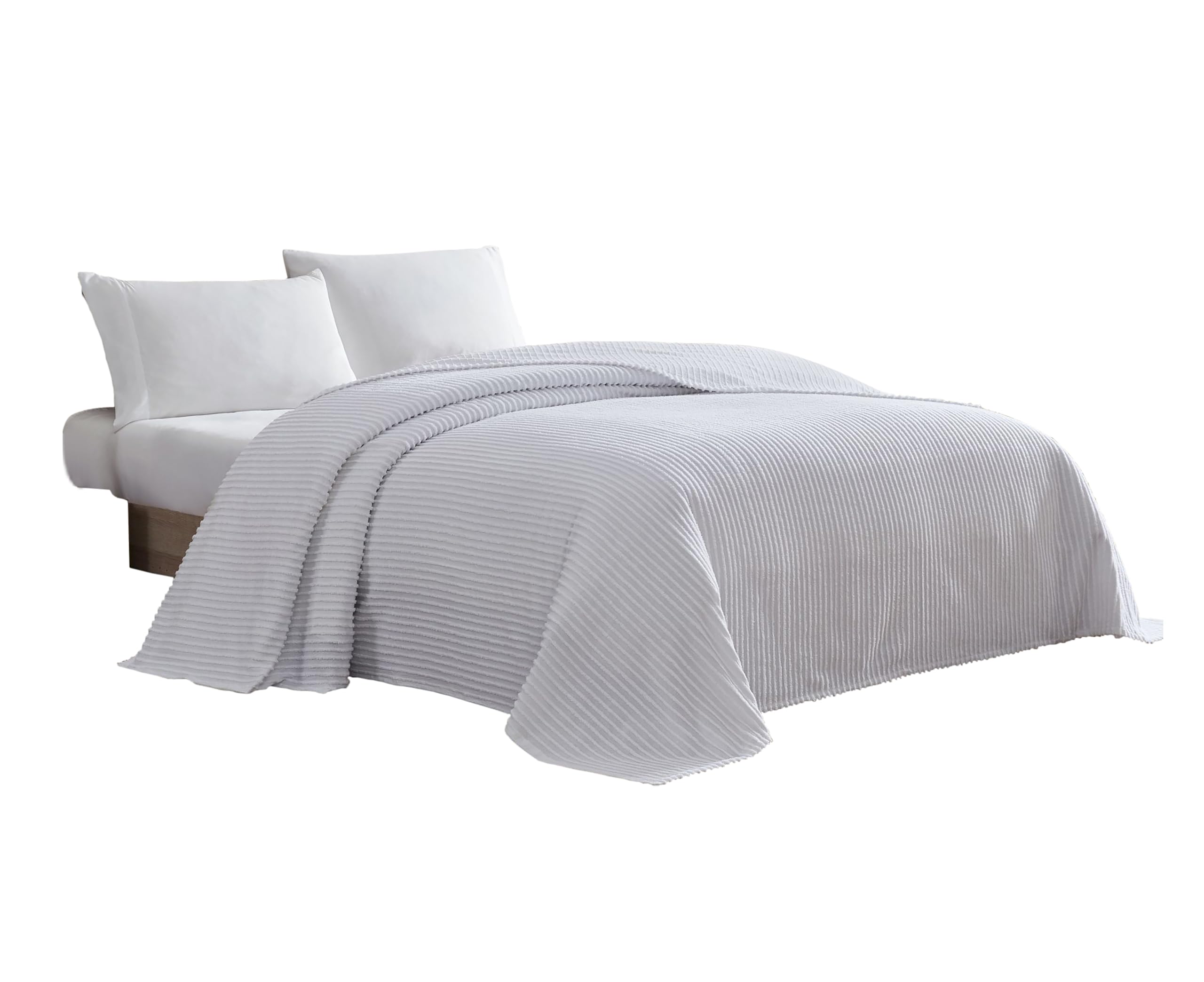 Beatrice Home Fashions Channel Chenille Bedspread, Twin, White