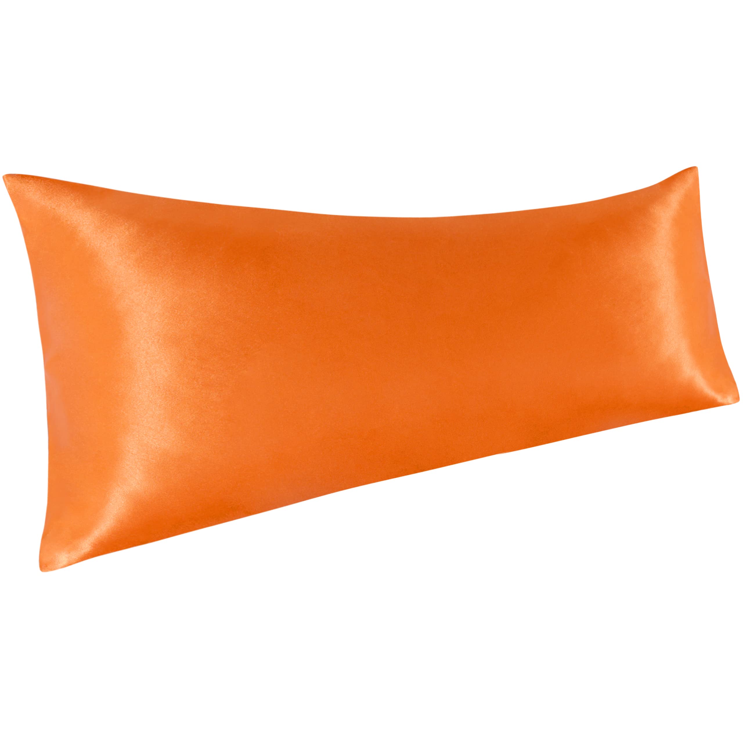 Ntbay Satin Body Pillowcase For Hair And Skin, Luxurious And Silky Pillow Case With Envelope Closure, 20X54 Inches, Orange