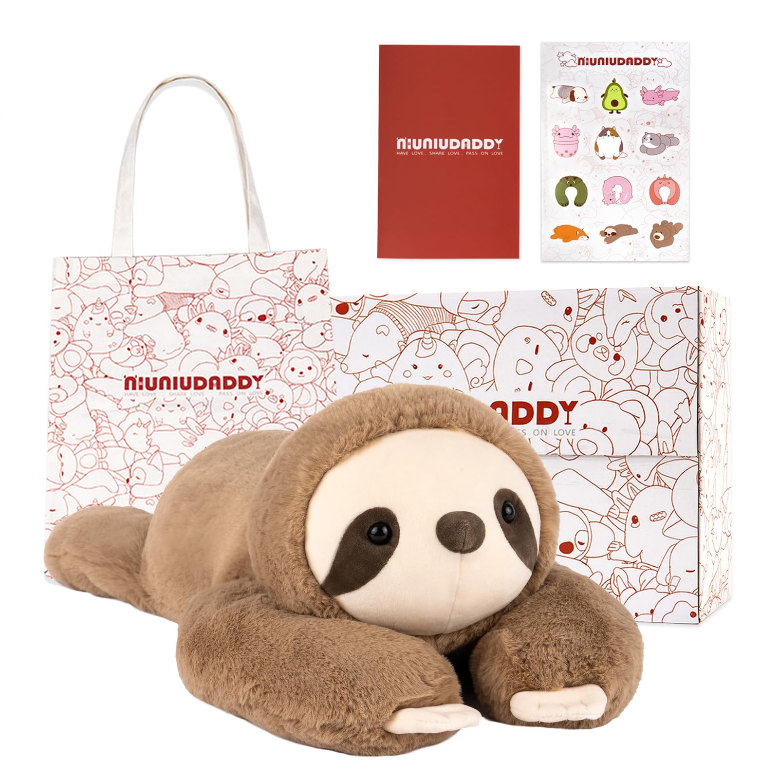 Niuniu Daddy 26' | 5LB Sloth Weighted Stuffed Animals for Adults Kids, Large Brown Sloth Weighted Lap Animal Plush Toy, Giant B