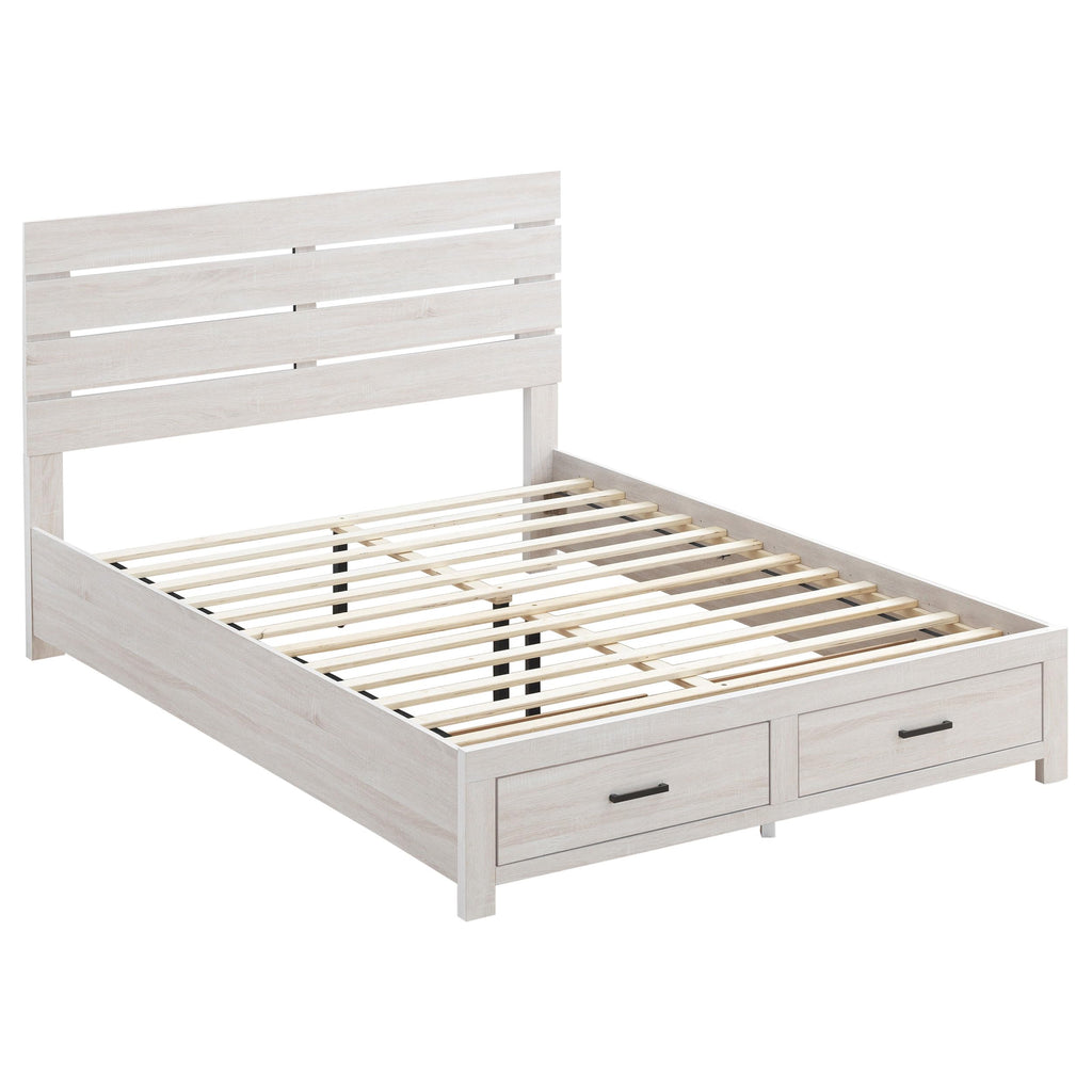 Coaster Home Furnishings Brantford Farmhouse 4-Piece Bedroom Set Eastern King Size Storage Panel Bed Frame 49-inch Headboard Coastal White 207050KE-S4