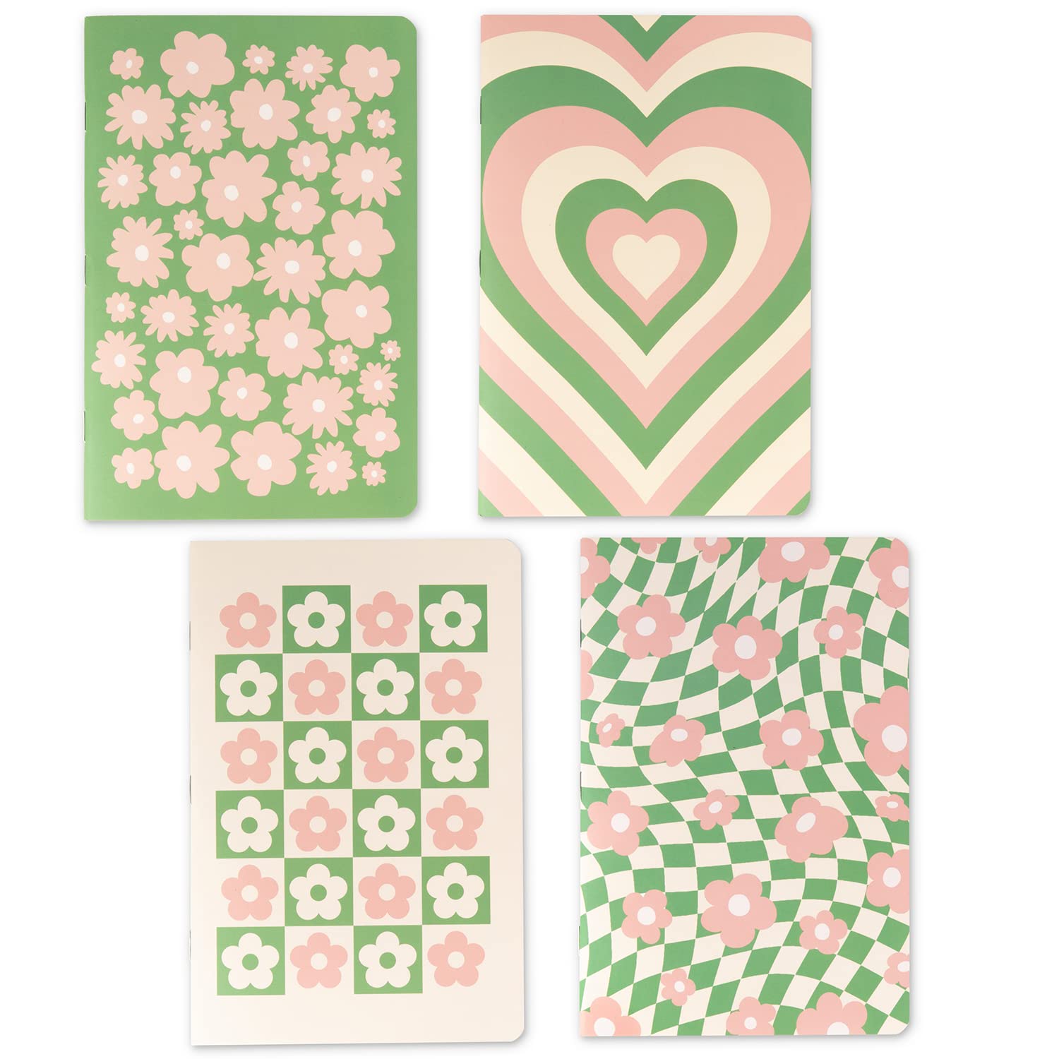 Thinkable Cute Journal Set, 4 Pack Pastel Notebooks, A5 60 Pages, Green Pink Aesthetic Notebook For Girls, Pretty Stationery, Tr
