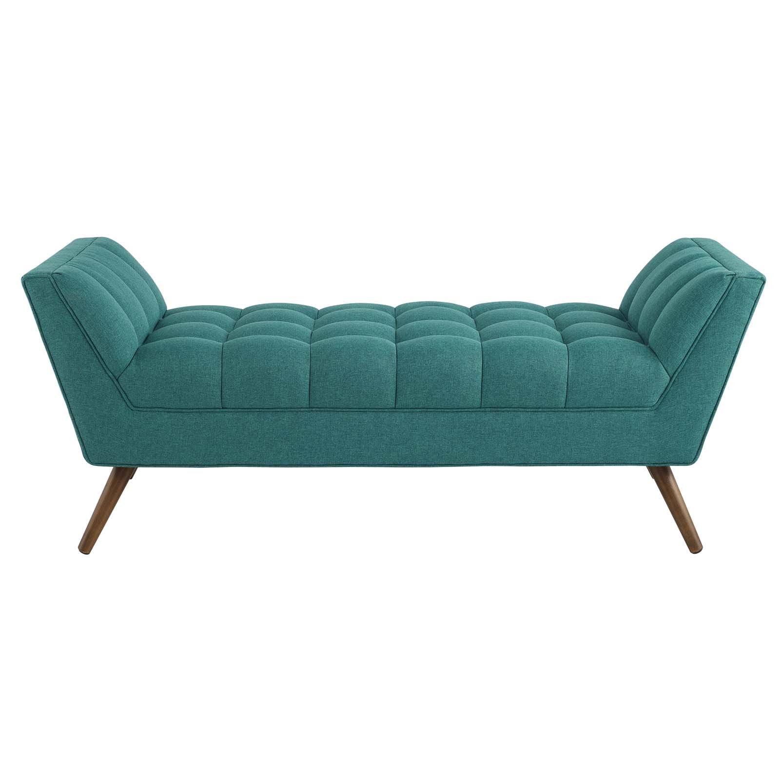Modway Response Medium Upholstered Fabric Bench, Armchair, Teal