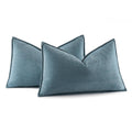 Miulee Pack Of 2 Dusty Blue Decorative Lumbar Pillow Covers 12X20 Inch Soft Chenille Luxurious Couch Throw Pillows Farmhouse Cushion Covers With Elegant Design For Sofa Bedroom Living Room Home Decor