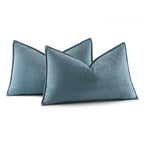 Miulee Pack Of 2 Dusty Blue Decorative Lumbar Pillow Covers 12X20 Inch Soft Chenille Luxurious Couch Throw Pillows Farmhouse Cushion Covers With Elegant Design For Sofa Bedroom Living Room Home Decor