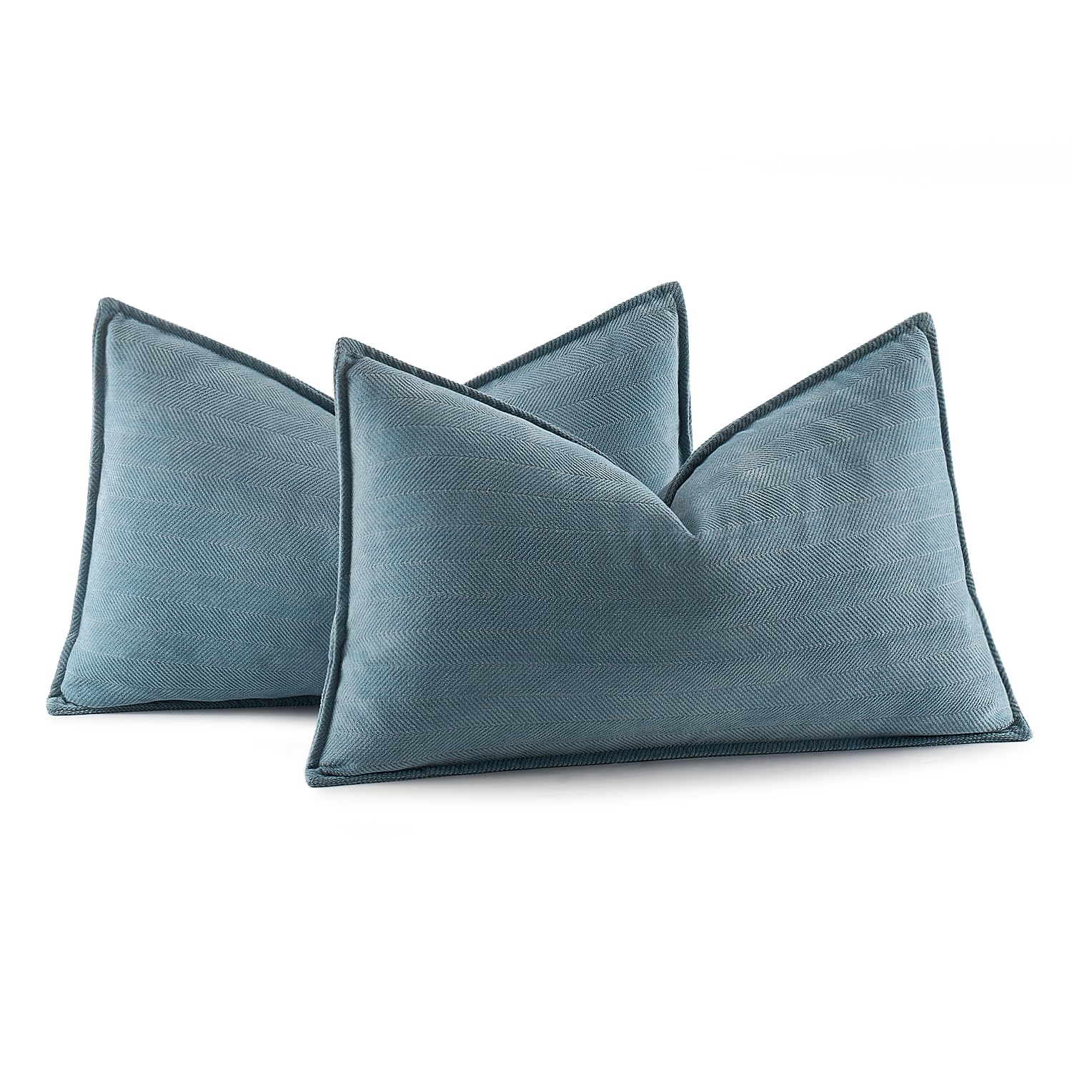Miulee Pack Of 2 Dusty Blue Decorative Lumbar Pillow Covers 12X20 Inch Soft Chenille Luxurious Couch Throw Pillows Farmhouse Cushion Covers With Elegant Design For Sofa Bedroom Living Room Home Decor