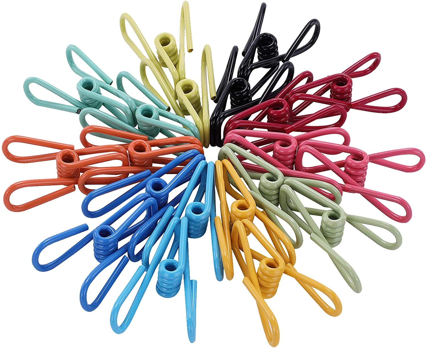 Multi-Purpose Clothesline Utility Clips, Assorted Colors Pvc Coated 2' Steel Wire Clips, Clothespeg, Gathering Clip, Sealing Cl