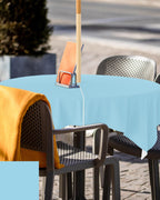 Queenker Sapphire Blue Outdoor Tablecloth With Umbrella Hole And Zipper, Solid Color Table Cover For Square Tables Waterproof Ta