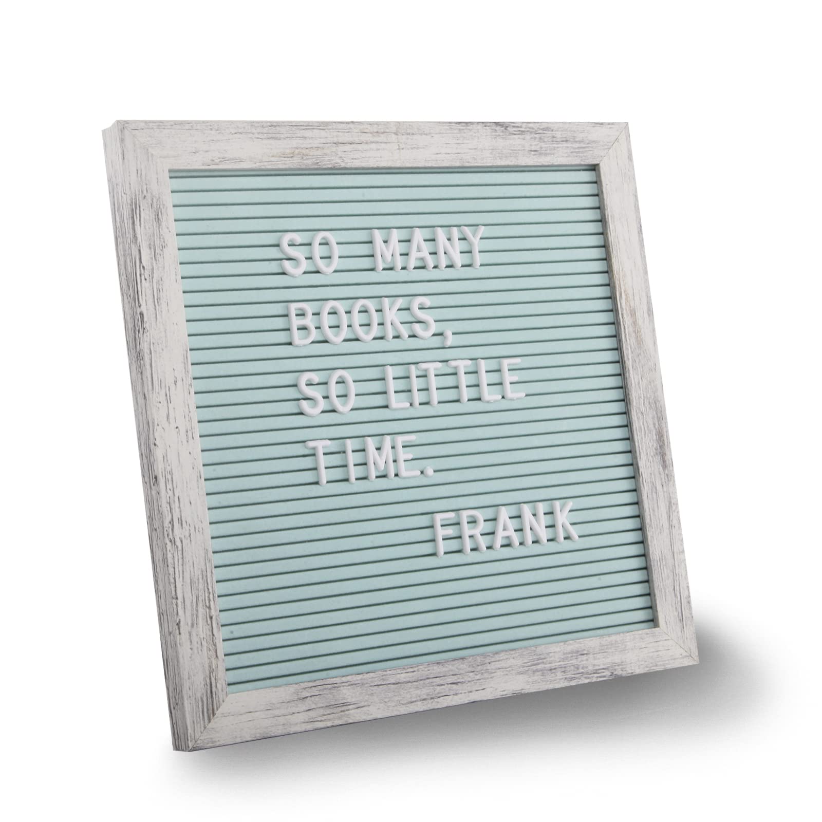 Changeable Felt Letter Board 25X25Cm, Turquoise Felt With Rustic Frame, 317 Letters, Symbols & Emojis - Ideal For Home, Office,