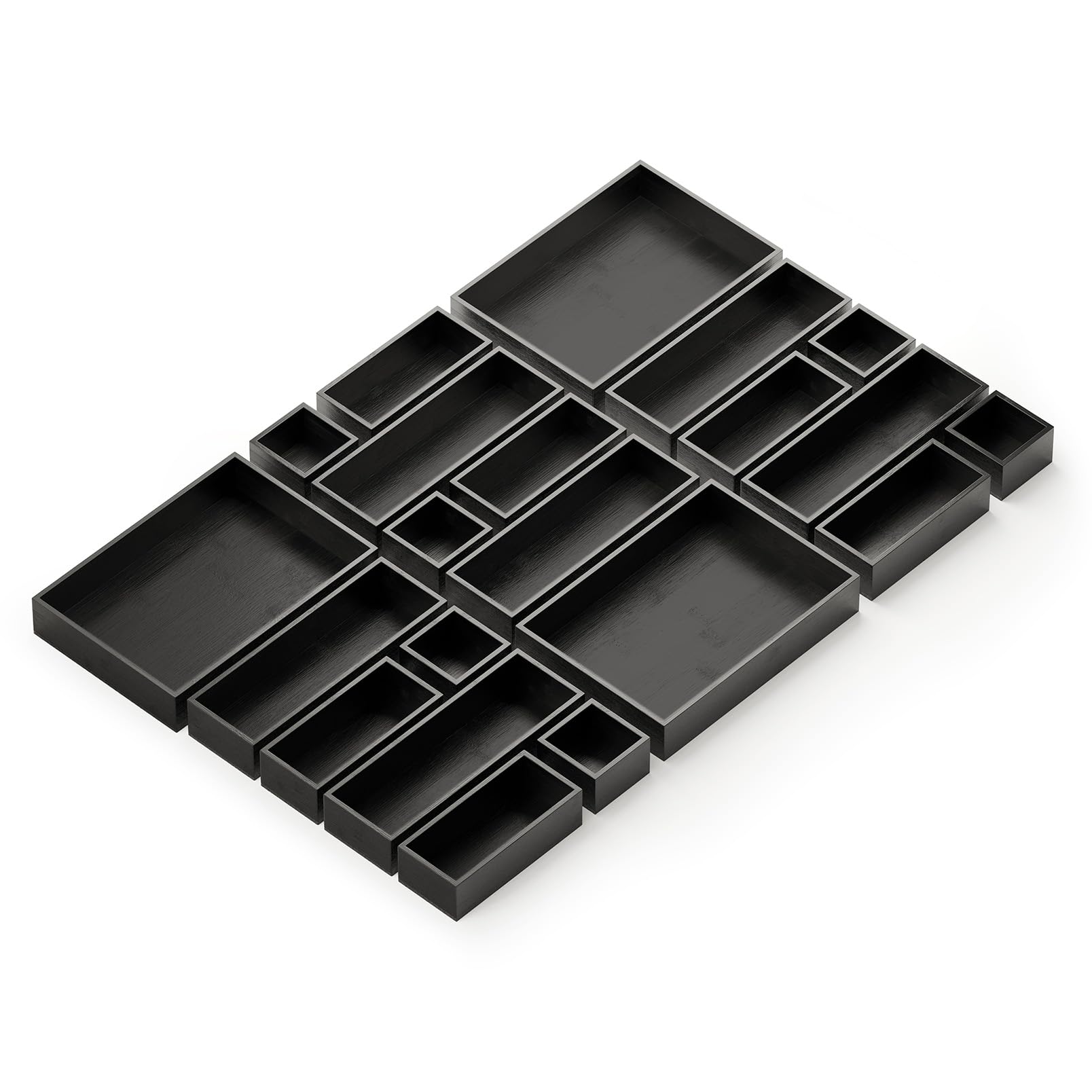 SpaceAid 21-Piece Bamboo Drawer Organizer Storage Boxes Set, Wood Tray Junk Drawer Organizers Multi-Use Divider Bins for Kitchen
