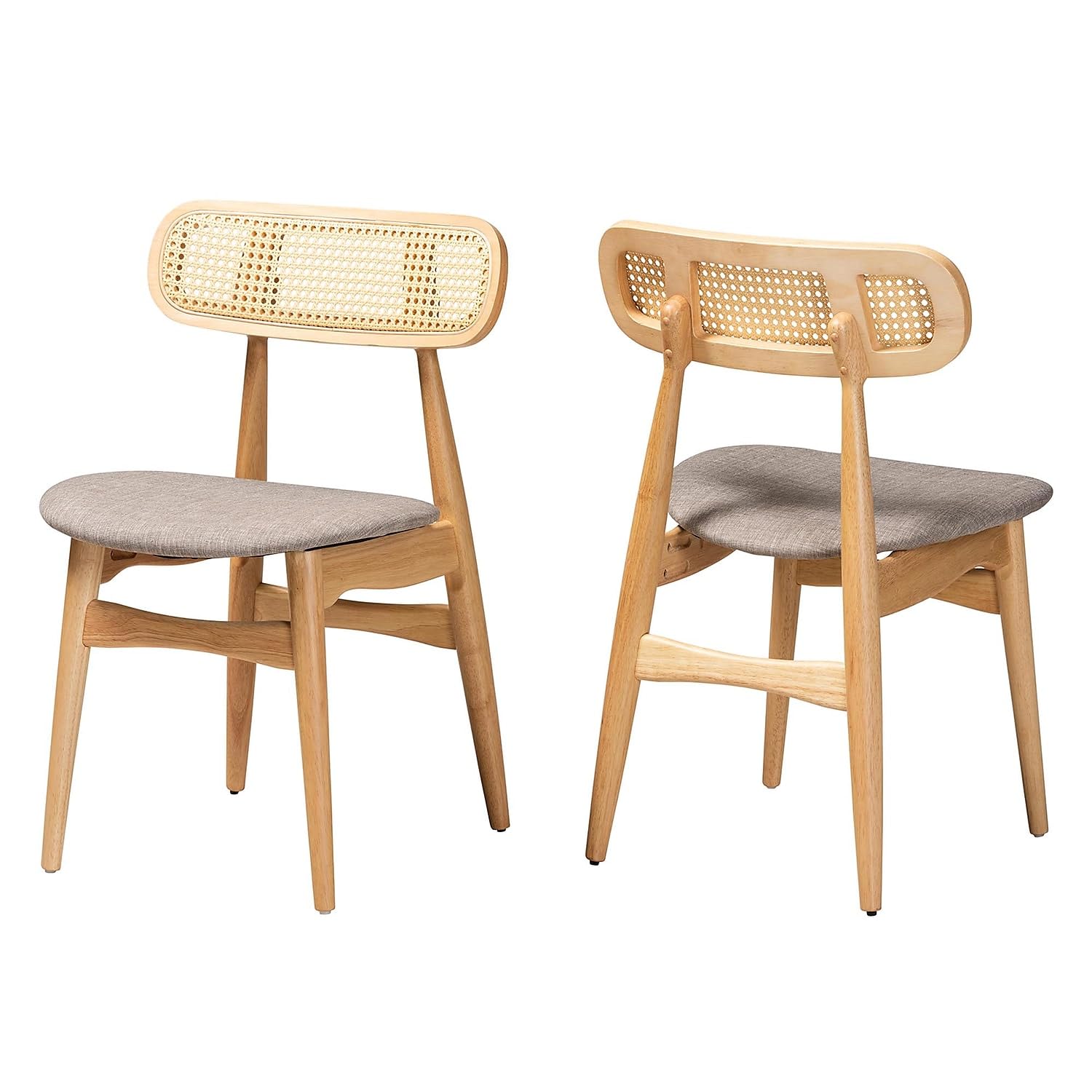 Baxton Studio Tarana Mid-Century Fabric Dining Chair, Grey/Natural Oak/Light Brown, 2/Set (234-2P-13293-HT)