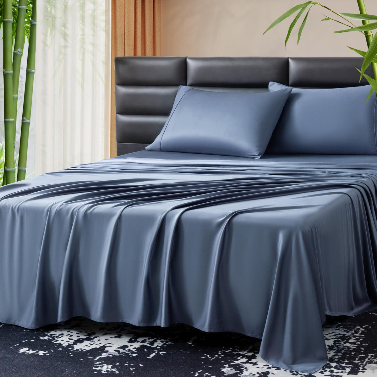 Silkwings Queen Bed Sheet Set -Genuine 100% Organic Viscose Derived From Bamboo, Luxuriously Soft & Cooling, Deep Pocket 16' Ho