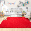 DETUM Red Rug 4X6 Rugs for Bedroom Fluffy Christmas Area Rug Soft Living Room Shag Rug Large Furry Rug Washable and Nonslip Carp