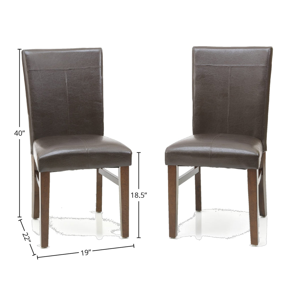 Intercon Furniture Kona PU and Wood Parson's Side Chair in Brown (Set of 2)