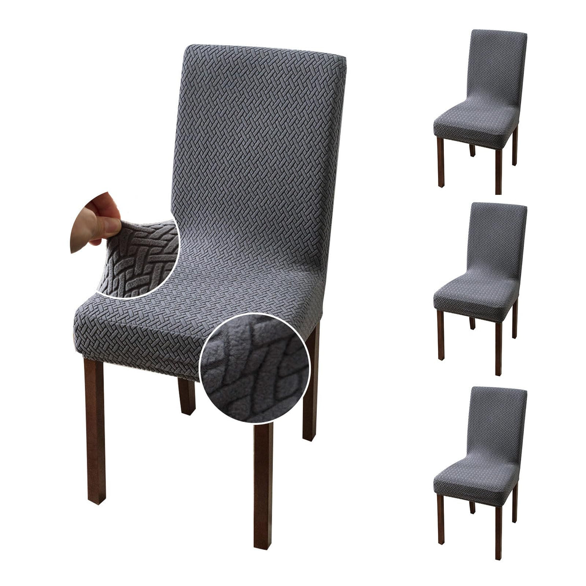 Genina Chair Covers For Dining Room Set Of 4 Chair Covers Dining Chair Slipcovers Stretch Kitchen Parsons Chair Covers,Dark Gray
