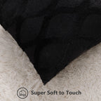 Decoruhome Throw Pillow Covers 16X16 Inch Set Of 2, Soft Plush Faux Fur Wool Black Couch Pillow Covers, Decorative Pillow Cases For Bed Sofa Living Room Home Decor