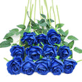 Tifuly Royal Blue Roses Artificial Flowers -12 pcs Realistic Single Long Stem Fake Silk Roses Bouquet for Party Home Wedding Cen