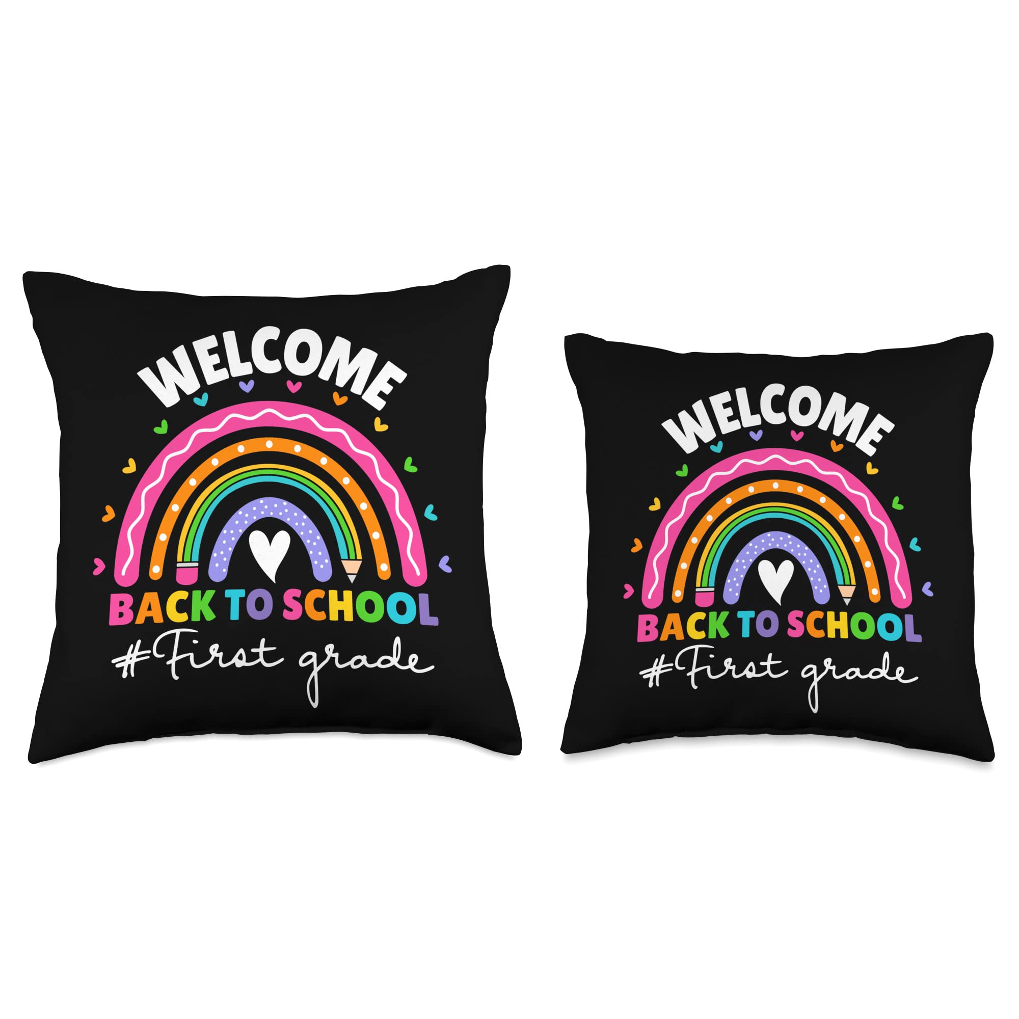 Cute First Grade Teachers Students Tees Welcome Back To School 1St First Grade Rainbow Teacher Girls Throw Pillow, 16X16, Multic