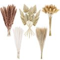 Chenkaiyang 110 Pieces Dried Pampas Grass Decor Bulk, Dried Palm Spears Bunny Tails Pampas Reed Grass Dried Palm Leaves Dried Fl