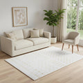5 X 7 Gold And White Abstract Geometric Washable Area Rug