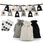 Naler 24 Pieces Christmas Advent Calendar Burlap Bags 2024, 24 Days Countdown Calendar Burlap Gift Bags for DIY Xmas Christmas H
