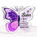 Sister Christmas Gifts - Engraved Butterfly-shaped Acrylic Plaque 3.9x3.3 inch, Sister Gifts, Big Sister Gifts for Girls, Gifts 