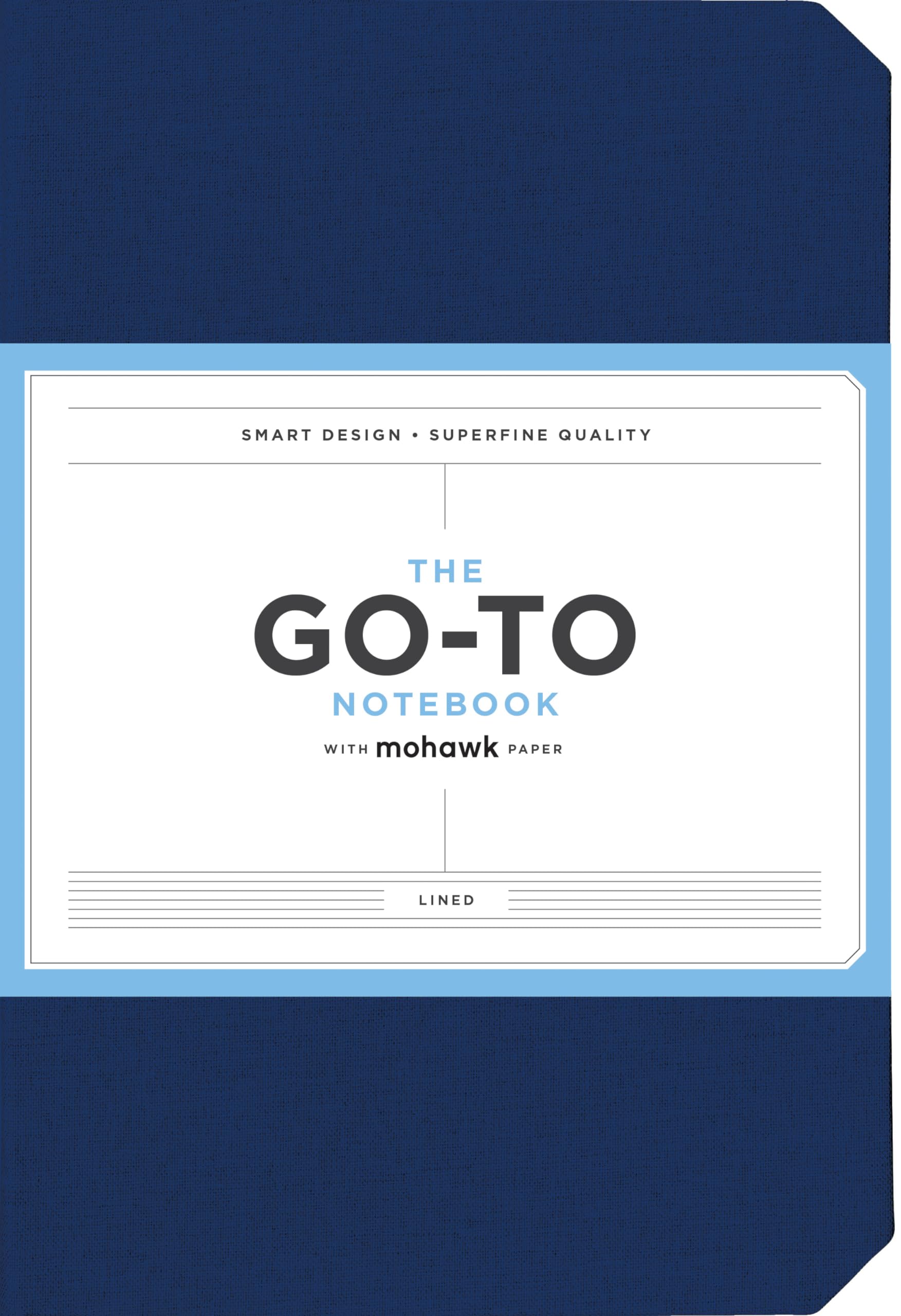 Go-To Notebook With Mohawk Paper, Midnight Blue Lined (Simple Lined Page Notebook, Lay Flat Productivity Journal)