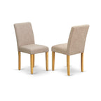 East West Furniture 3 Piece Kitchen Table Set Contains a Rectangle Dining Table with Dropleaf and 2 Light Tan Linen Fabric Parson Dining Room Chairs