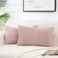 Fancy Homi 2 Packs Blush Pink Lumbar Decorative Throw Pillow Covers 12X20 Inch For Living Room Couch Bed, Rustic Farmhouse Boho