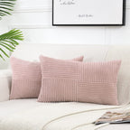 Fancy Homi Blush Pink Lumbar Decorative Throw Pillow Covers 12X20 Inch For Living Room Couch Bed, Rustic Farmhouse Boho Home Dec