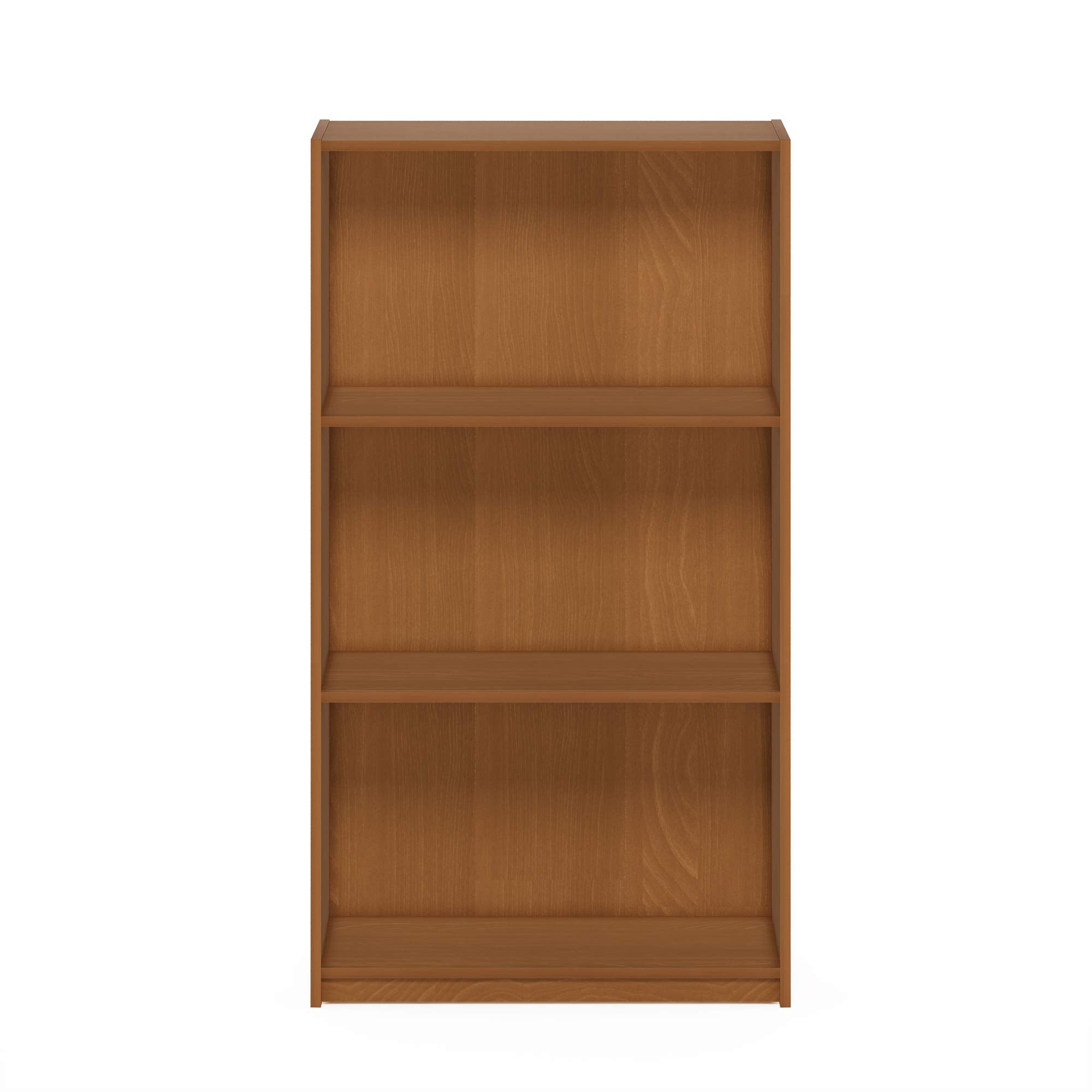 Furinno Basic 3-Tier Bookcase Storage Shelves, Light Cherry