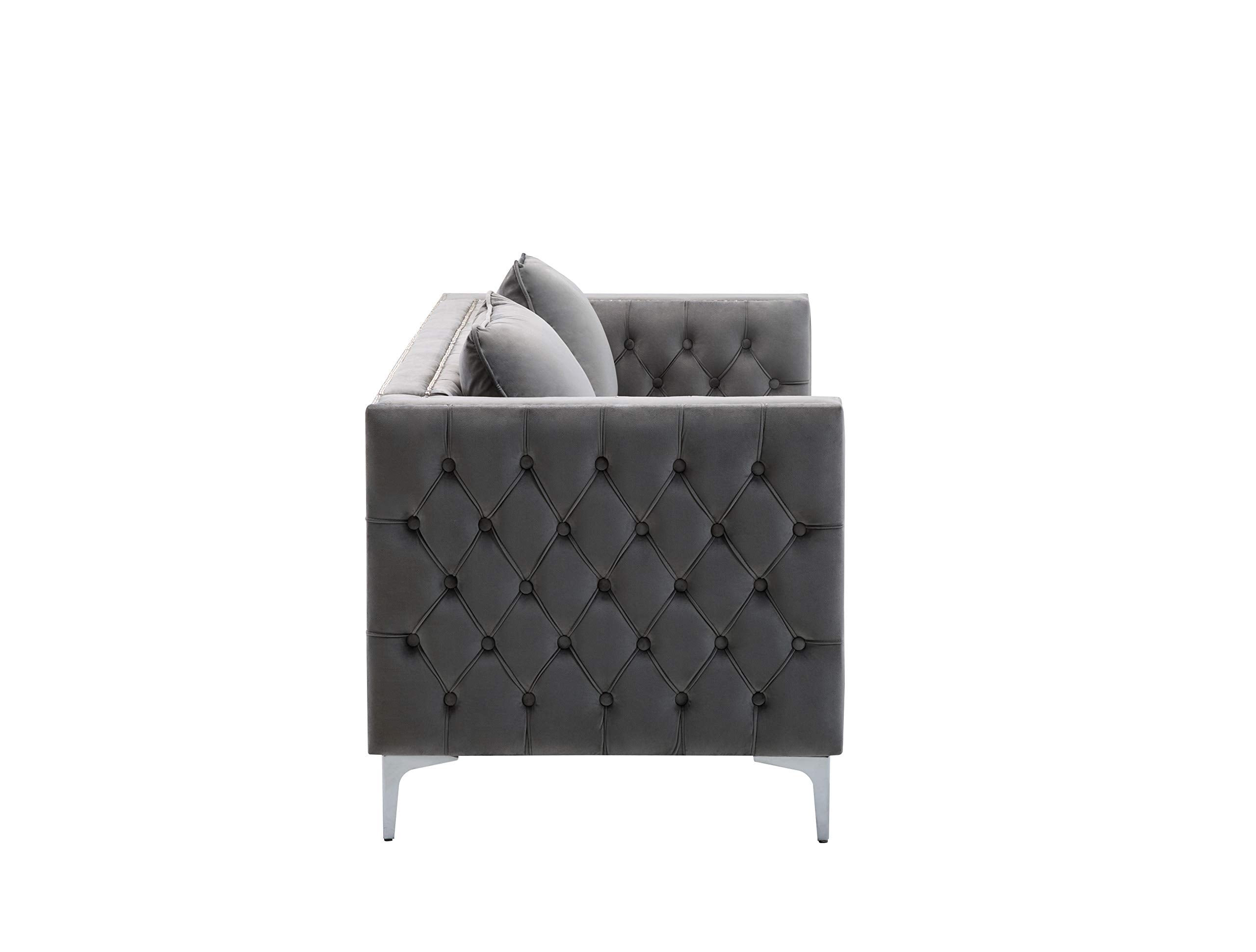 Lilola Home Lorreto Gray Velvet Sofa
