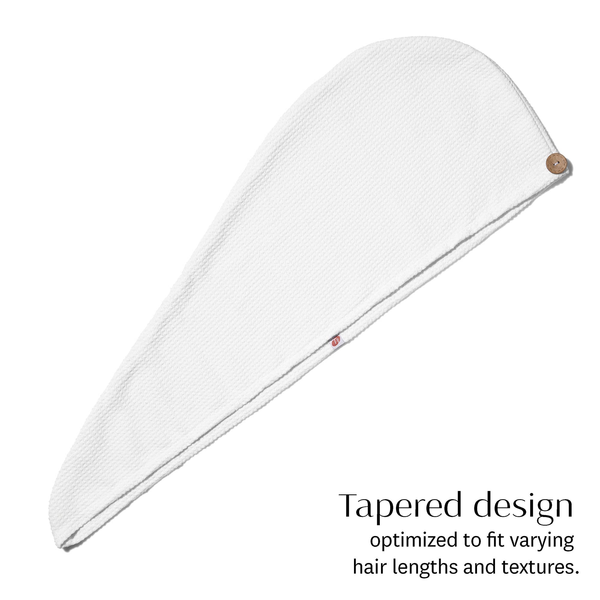T3 Luxe Turban Towel | Soft Microfiber Material, Waffle Texture, Tapered Design, Comfortable Fit Formost Hair Lengths
