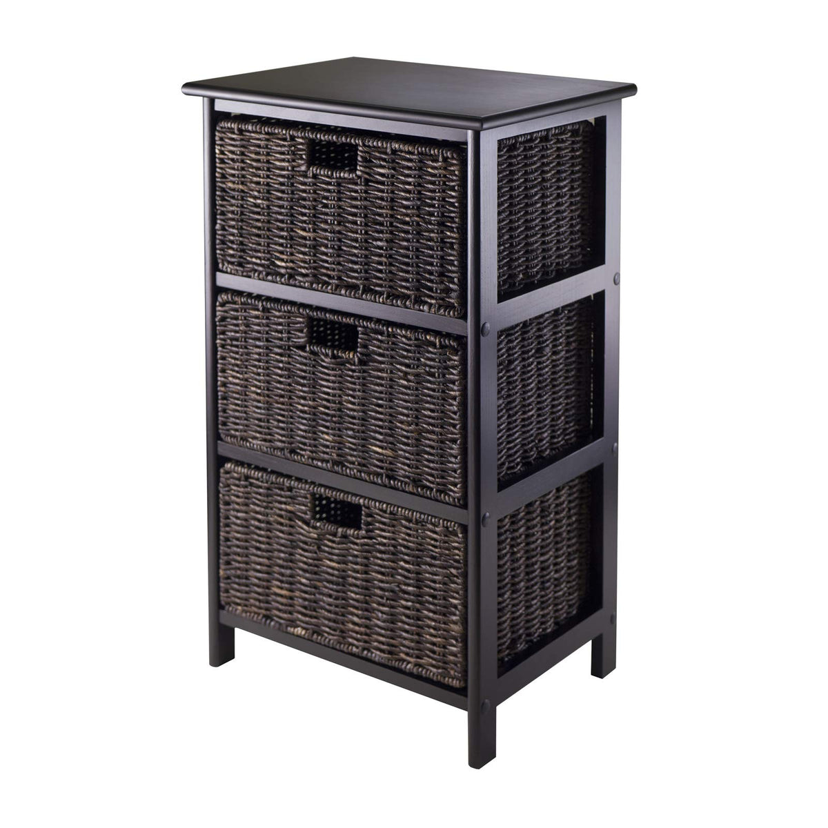 Winsome Omaha Storage Rack, 3 Storage Baskets, Black