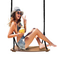 Taeku Adult Tree Swing, Hanging Beech Wood Swings With Adjustable Rope Garden Chair Seat Swing For Indoor Outdoor (22''X10'')