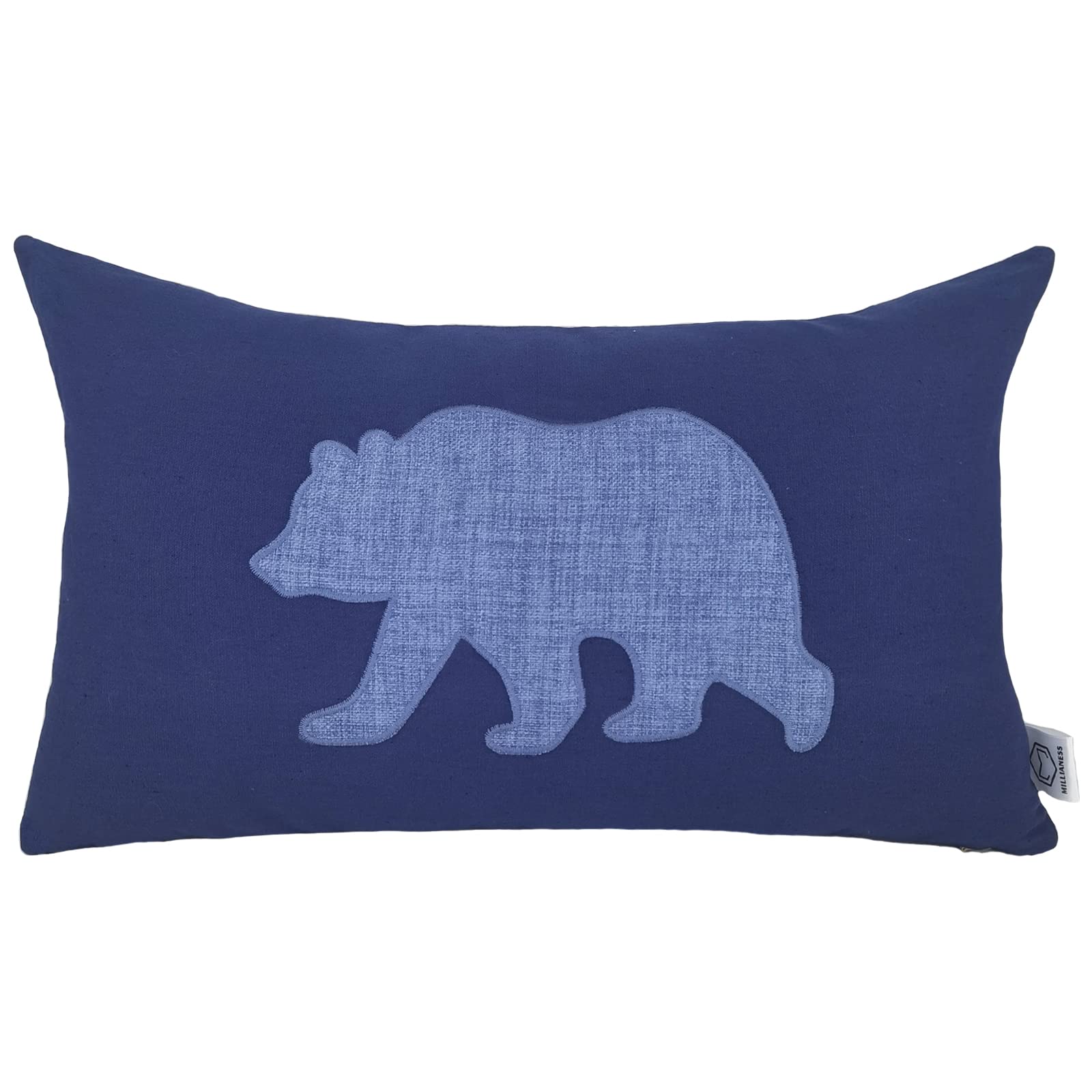 Lumbar Pillow Covers 12X20 Inches Bear Decorative Cotton Linen Throw Lumbar Waist Embroidered Cushions Covers For Couch Sofa Bed