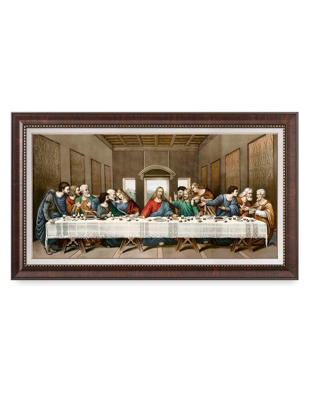 DECORARTS The Last Supper by Leonardo Da Vinci. Giclee Prints on Canvas with Matching Retro Style Brown Frame. Total Size w/Fram