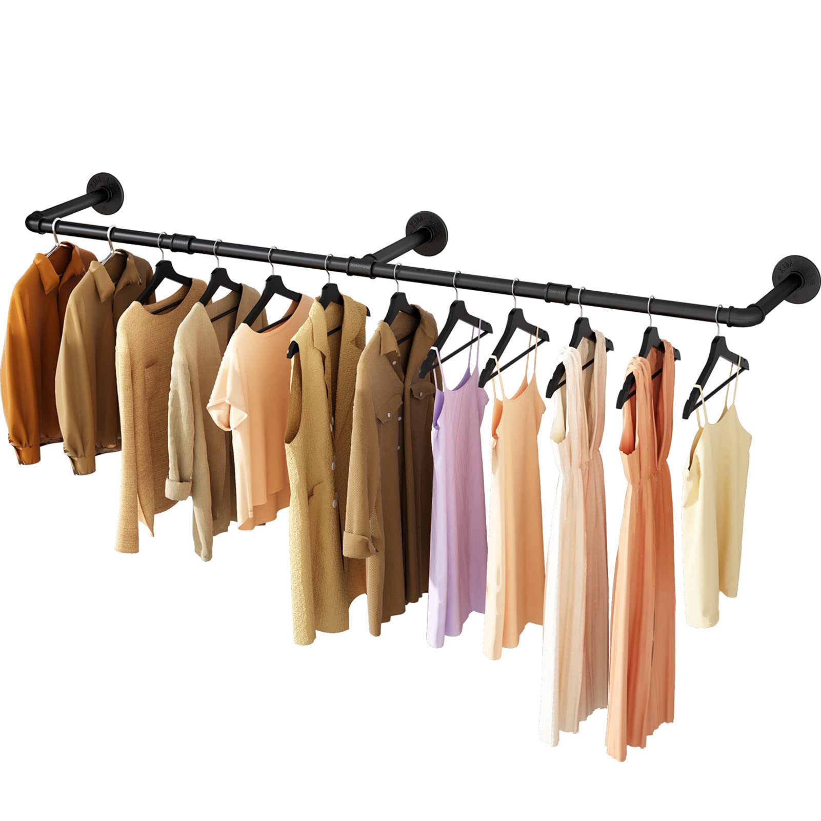 UlSpeed Industrial Pipe Clothing Rack 72.5in, Heavy Duty Detachable Wall Mounted Clothes Rack Iron Garment Rack, Multi-purpose S