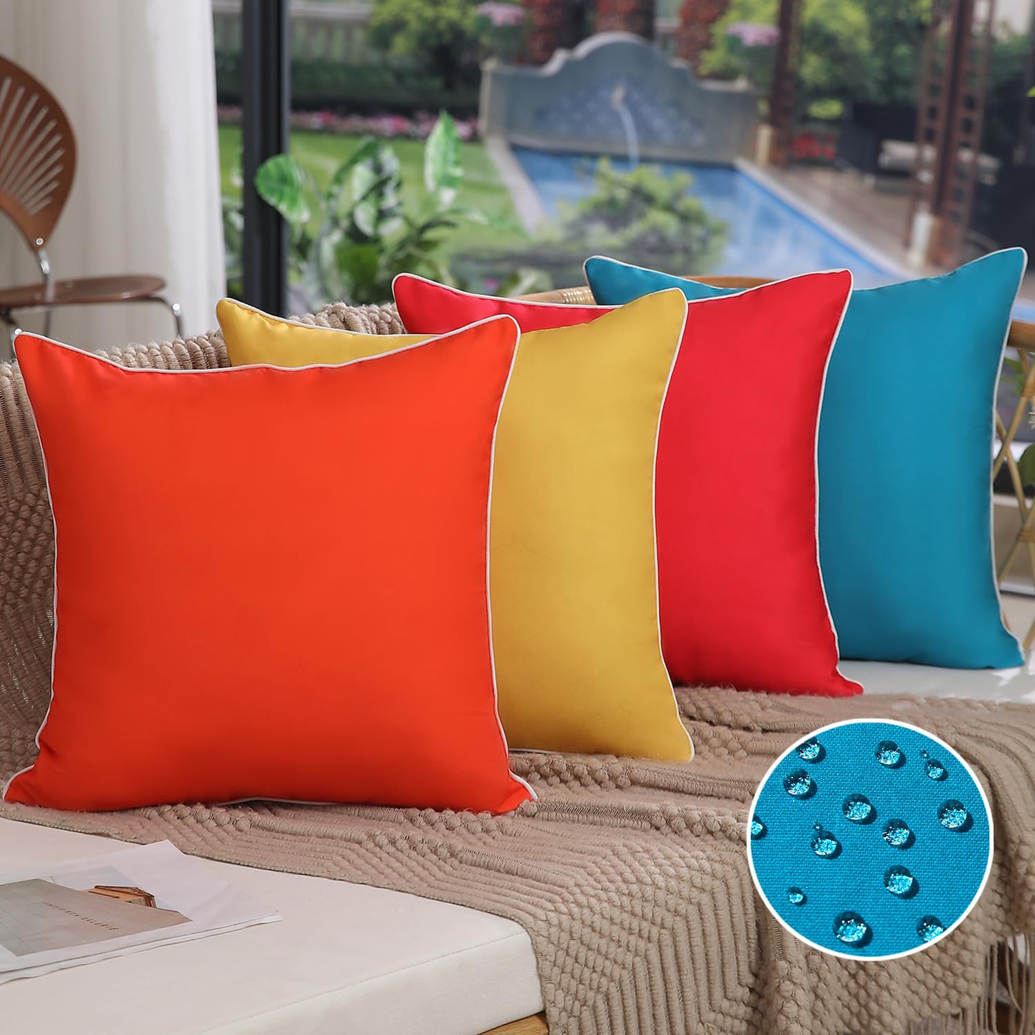 Dfxsz Outdoor Pillow Covers 18X18 Inch Set Of 4 Square Solid Color Couch Pillow Covers Outdoor Summer Waterproof Pillow Covers D