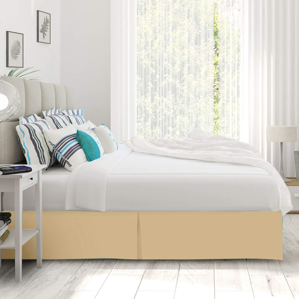 Nestl Gold Twin Xl Bed Skirt - Twin Xl Size Bed Skirt 14 Inch Drop - Brushed Microfiber Bed Skirts - Hotel Quality Pleated Bed Skirt - Shrinkage & Fade Resistant