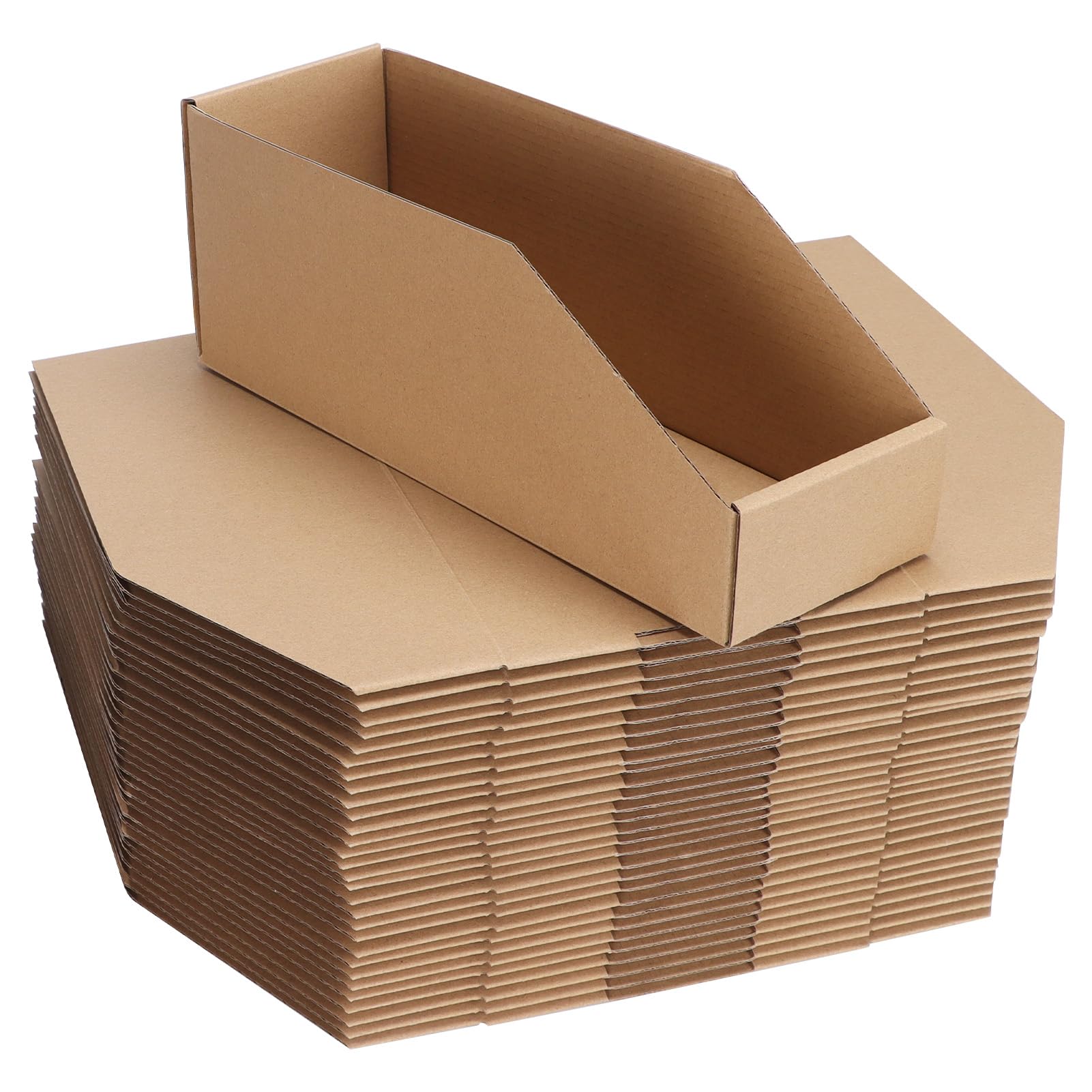 Zbeivan Corrugated Cardboard Storage Bins,12X4X4.5Inch, 35 Packs, Brown