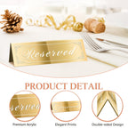 Cwjcytnsn 12Pcs Reserved Table Signs, Gold Reserved Signs For Wedding, Acrylic Double-Side Reserved Seating Signs, Mirrored Gues